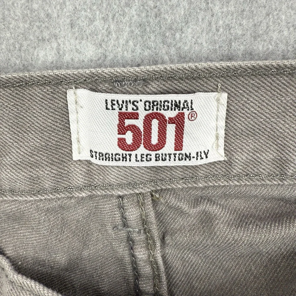 Vintage Levis Jeans Mens 38x30 Gray 501 Straight‎ Leg Button Fly Made In USA